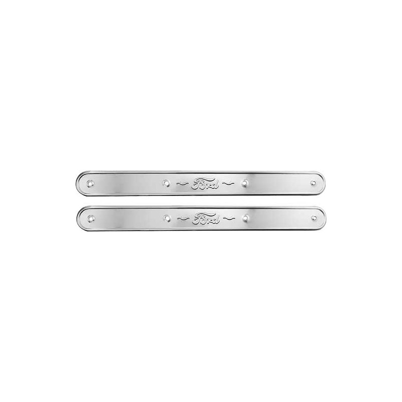 A-46480-BS-Q2  Aluminum cover set for door sills with Ford lettering   Ford Model-A Tudor Sedan 1928-1931   