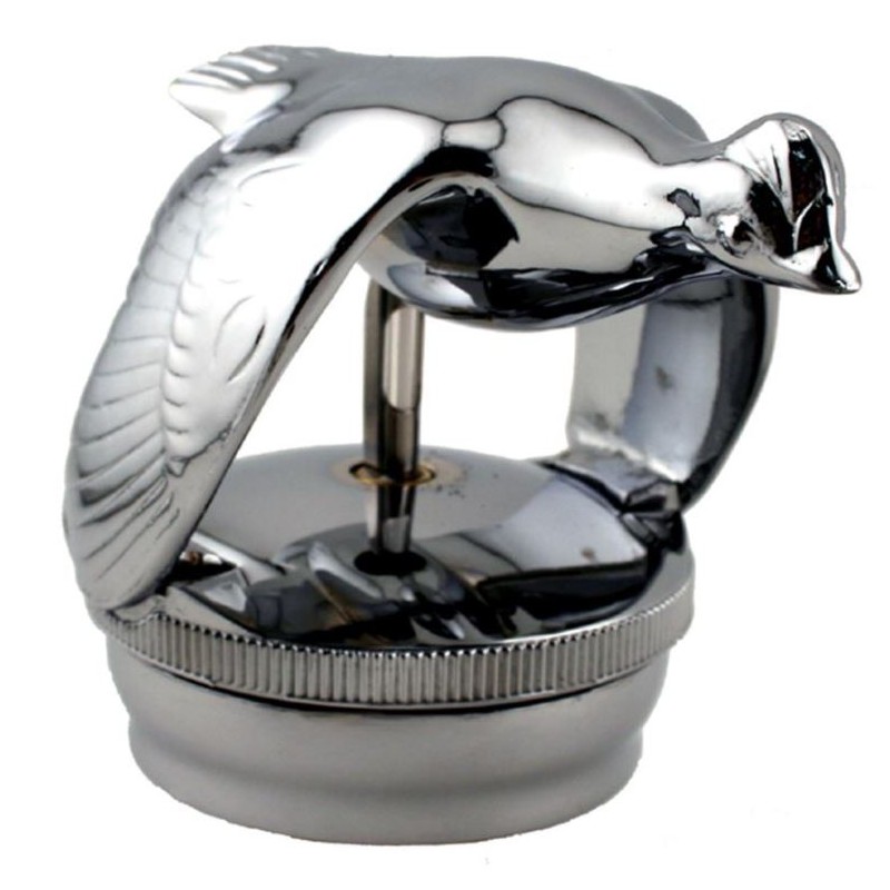 A-18385-ART  Radiator cap chrome quail with thermometer (threaded cap)   Ford Model A 1928-1929 