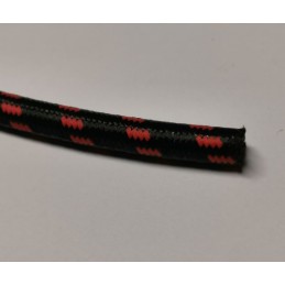 T-3217-SW-MW Zündkabel Meterware 7mm Textilumflochten schwarz/rot Ford Model-T 1909-1927