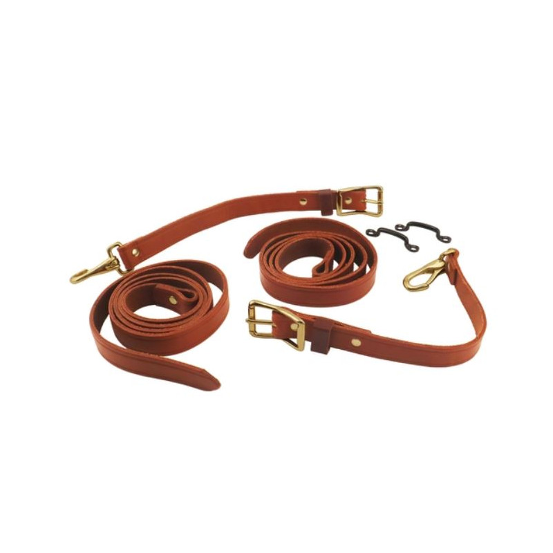 T-3877-LB  Pair of tension straps for the canopy, brown   Ford Model T 1909-1911 
