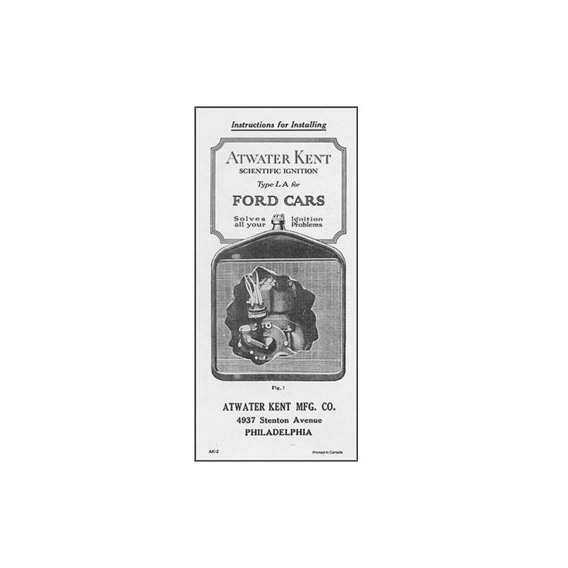 BT-LAK2 Atwater Kent type LA ignition distributor manual Ford Model T 1909-1927 BT-LAK2 Atwater Kent type LA ignition distributor manual Ford Model T 1909-1927