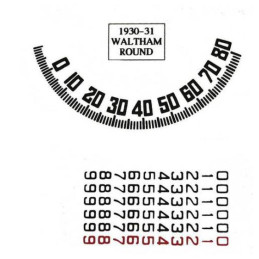 A-17255-C Tachoaufkleber für runde Waltham Speedometer 3/4" MPH Ford Model-A 1930-1931