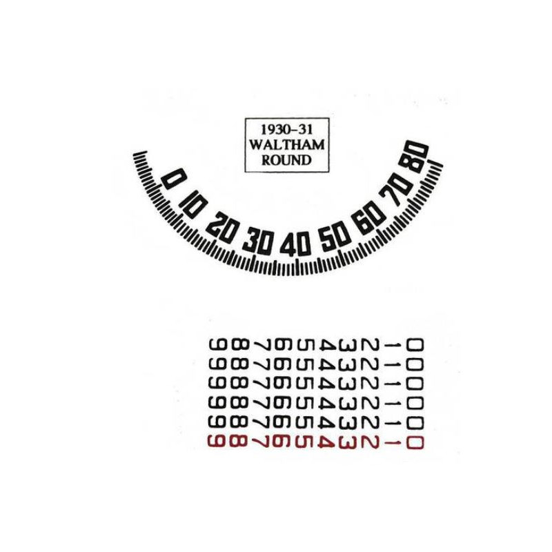 A-17255-C Tachoaufkleber für runde Waltham Speedometer 3/4" MPH Ford Model-A 1930-1931