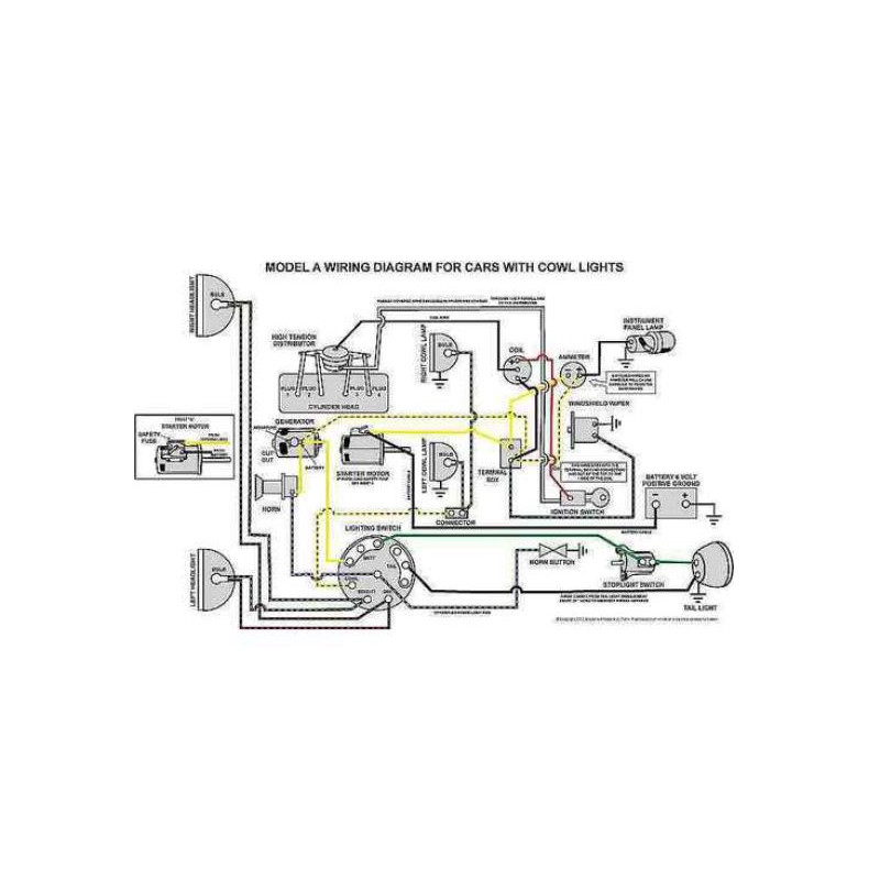 A-14350-A  Wiring diagram 27 x 42.5 cm   Ford Model A 1928-1931 