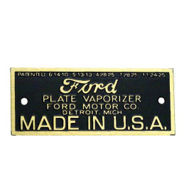 T-6250-FX Typenschild Vaporizer Ford Model-T 1926-1927